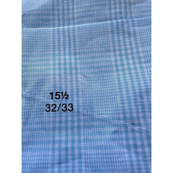 Club Room Men Classic Regular-Fit Glen Plaid Button Down Turquoise Sz 15.5 32-33 - Picture 3 of 5